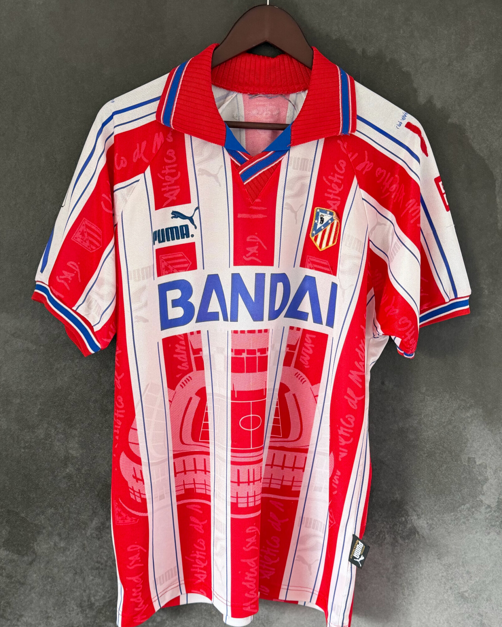 Atletico Madrid 1996/97 Home SIMEONE 14 XL 7/10