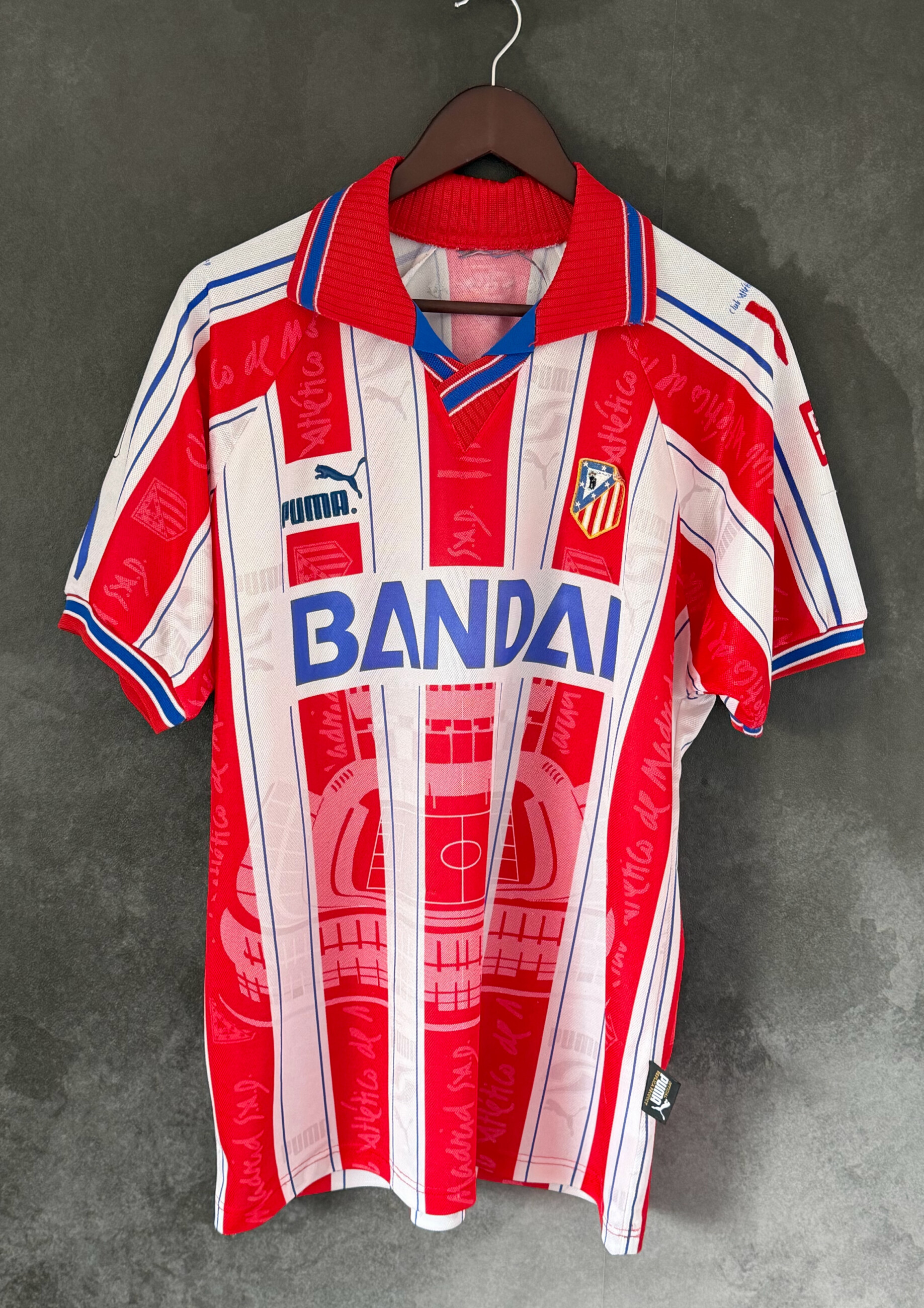 Atletico Madrid 1996/97 Home SIMEONE 14 XL 7/10